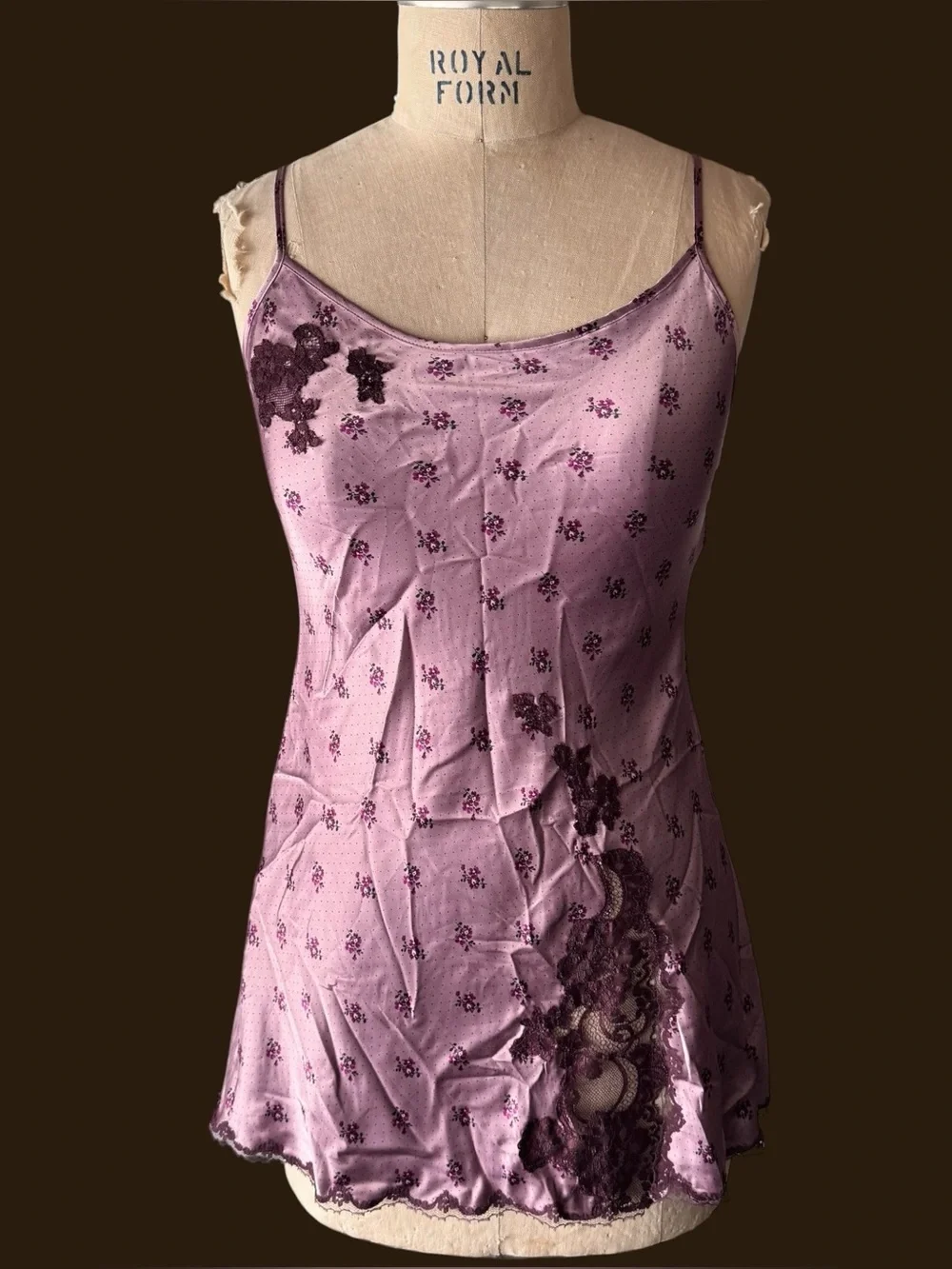 Vintage Y2K Victoria’s Secret Purple Floral Lace Mini Slip Dress